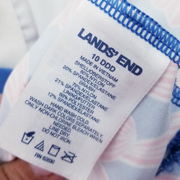 LANDS' END Tummy Control Keyhole Neck Tankini Swimsuit in Tropic Blue - 10DDD - Picture 8 of 9